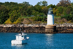 Boat Moored in Front of Fort Pickering Light in Salem, Massachus